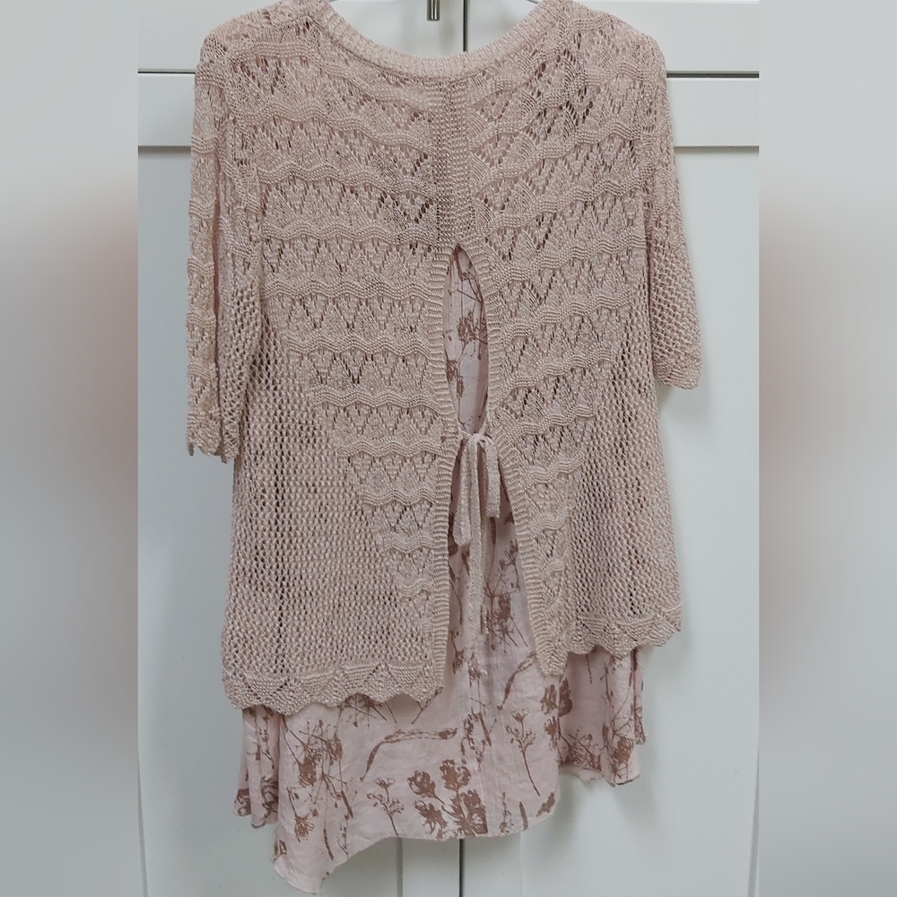 Breezy tank with crochet overlay top - Picture 2 of 7